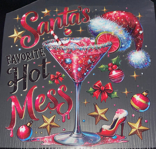 Santa’s Favorite Hot Mess Glitter Screen Print