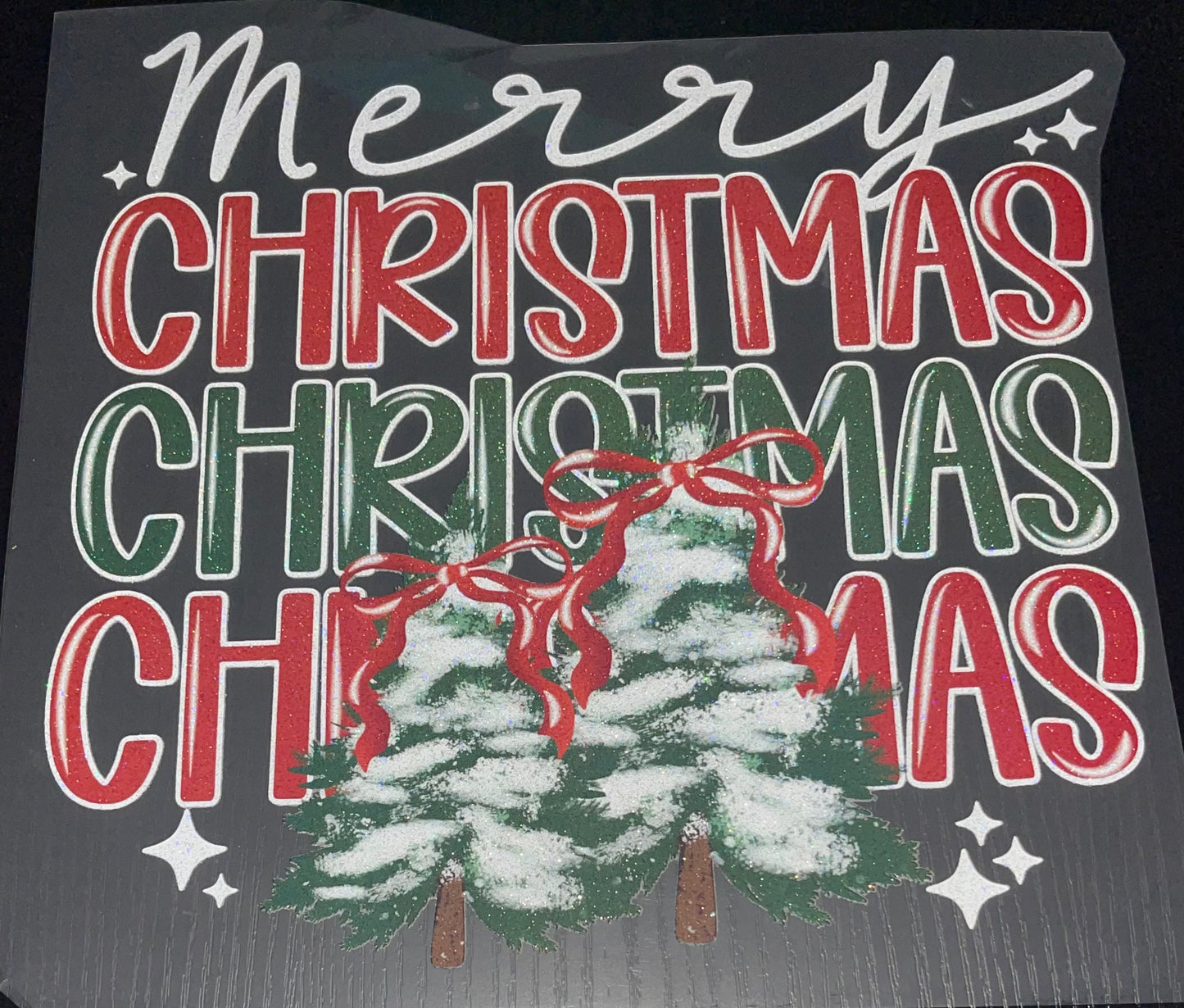 Merry Christmas Stacked Glitter Screen Print