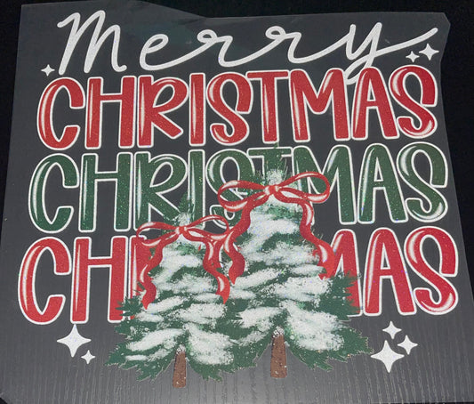 Merry Christmas Stacked Glitter Screen Print