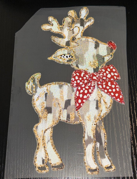 Watercolor Reindeer Glitter Screen Print