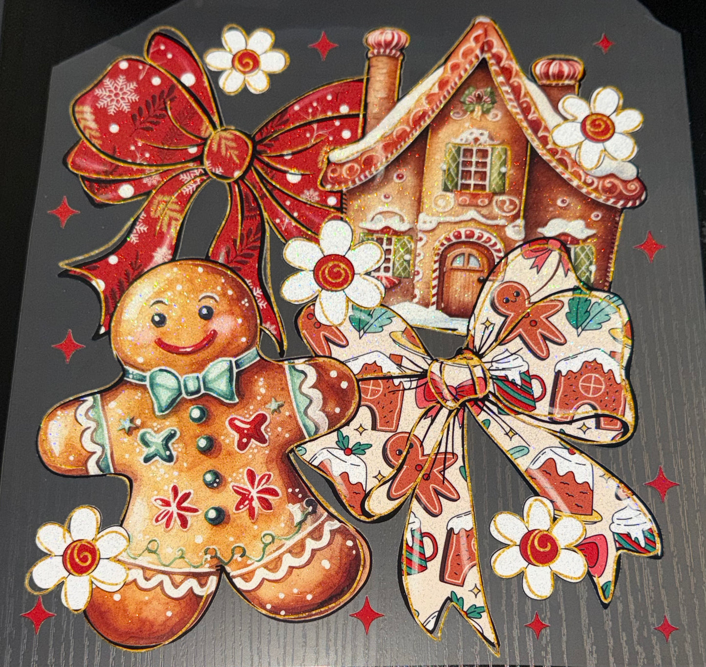 Gingerbread Collage Glitter Screen Print