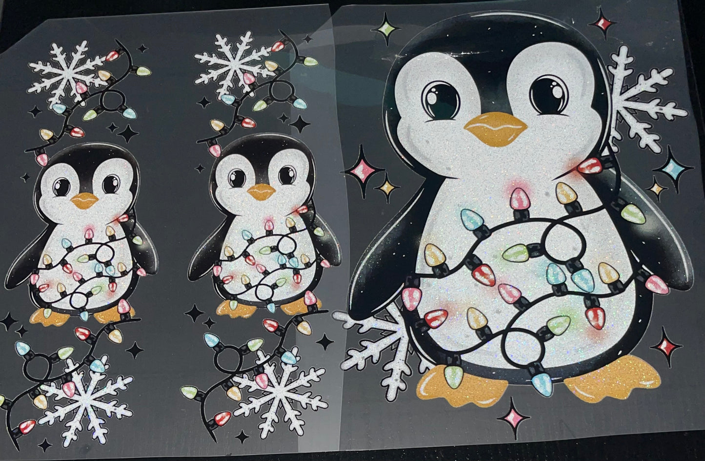 Penguin with Lights with 2 Sleeves Glitter Screen Print