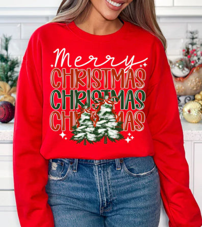 Merry Christmas Stacked Glitter Screen Print