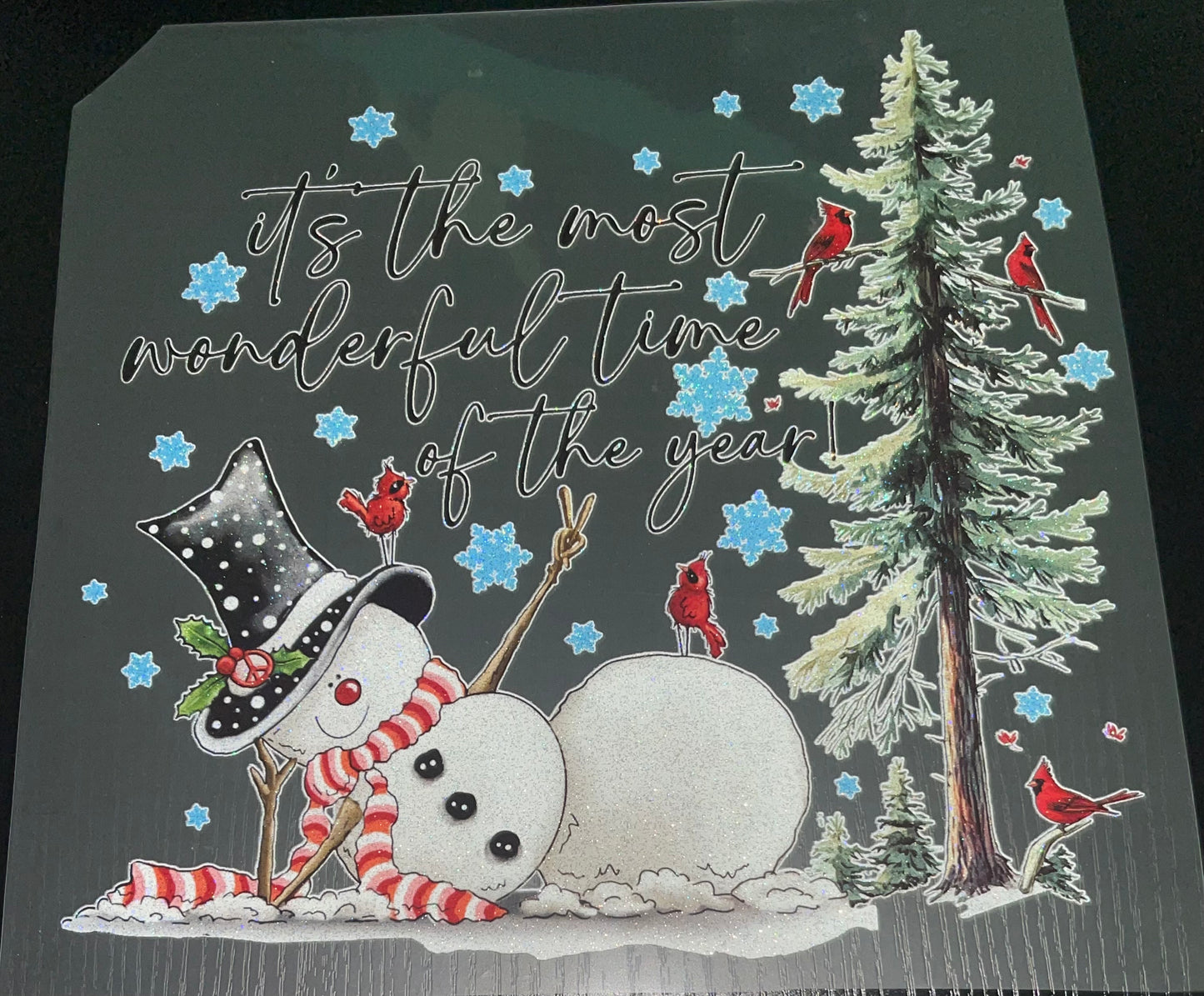Most Wonderful Time Snowman Glitter Screen Print