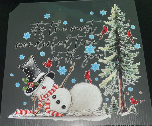 Most Wonderful Time Snowman Glitter Screen Print