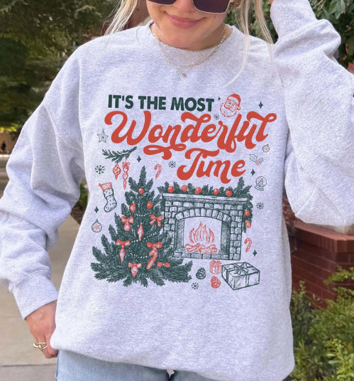 Most Wonderful Time Fireplace Glitter Screen Print