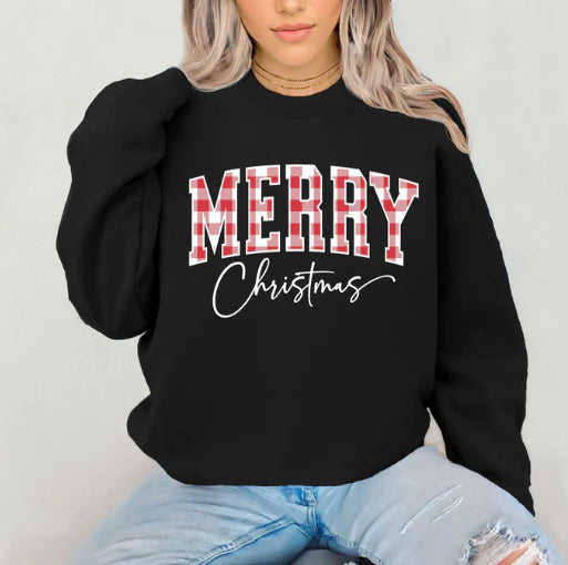 Red and White Merry Glitter Screen Print