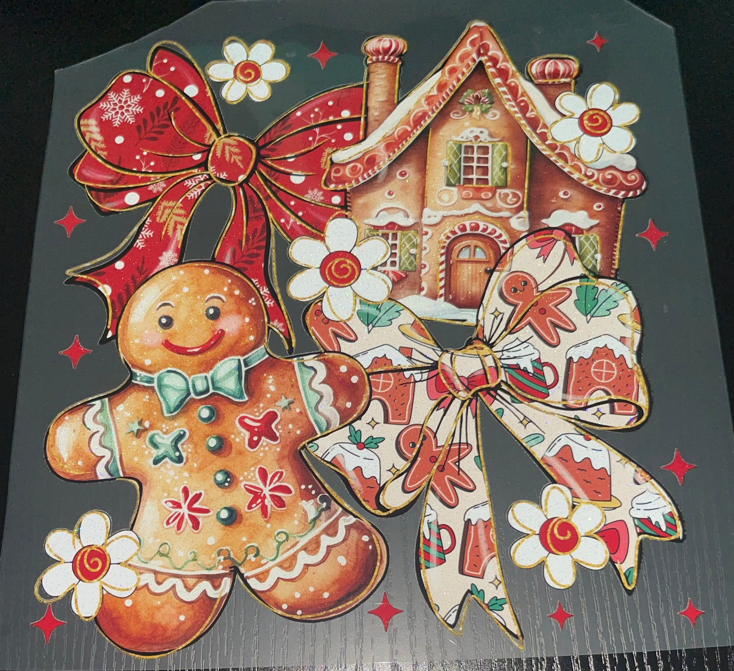 Gingerbread Collage Glitter Screen Print