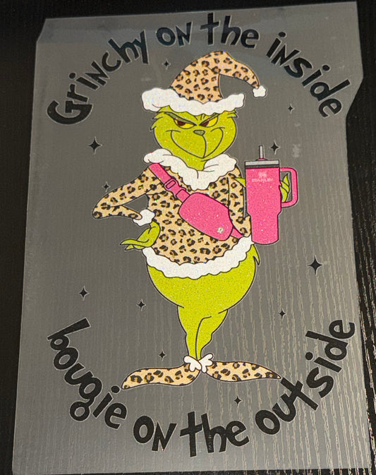 Grinchy on the Inside Bougie on the Outside Glitter Screen Print