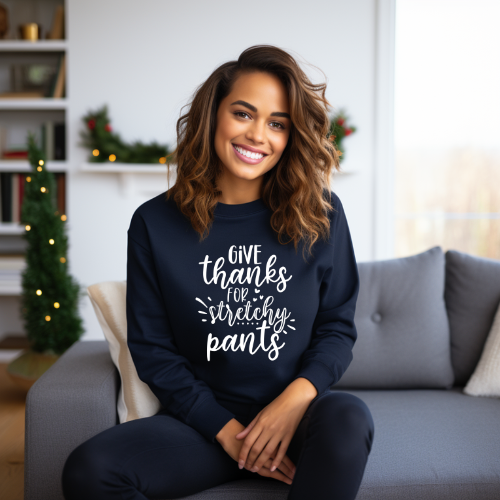 Give Thanks for Stretchy Pants - White