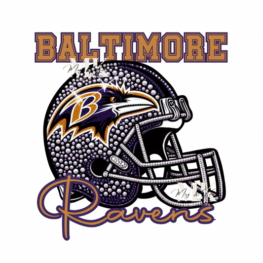 Ravens helmet rhinestone DTF TRANSFER