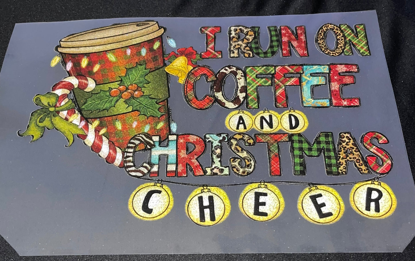 Coffee and Christmas Cheer Glitter Screen Print