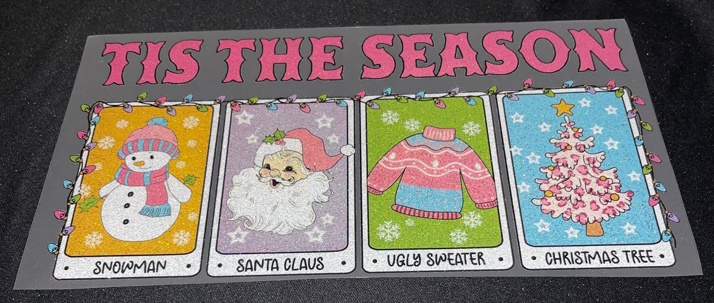 Pink Tis The Season Cards Glitter Screen Print