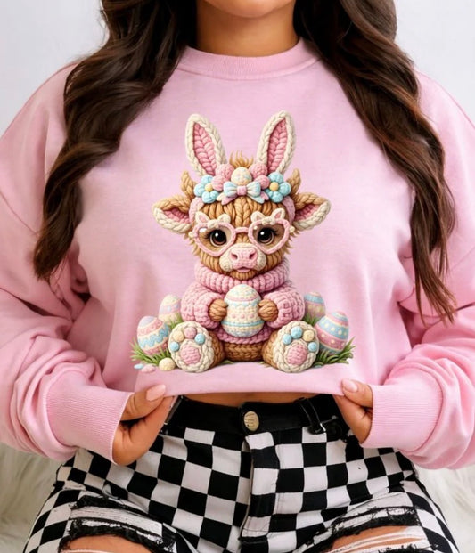 *PREORDER* Easter Cow Yarn Glitter Screen Print