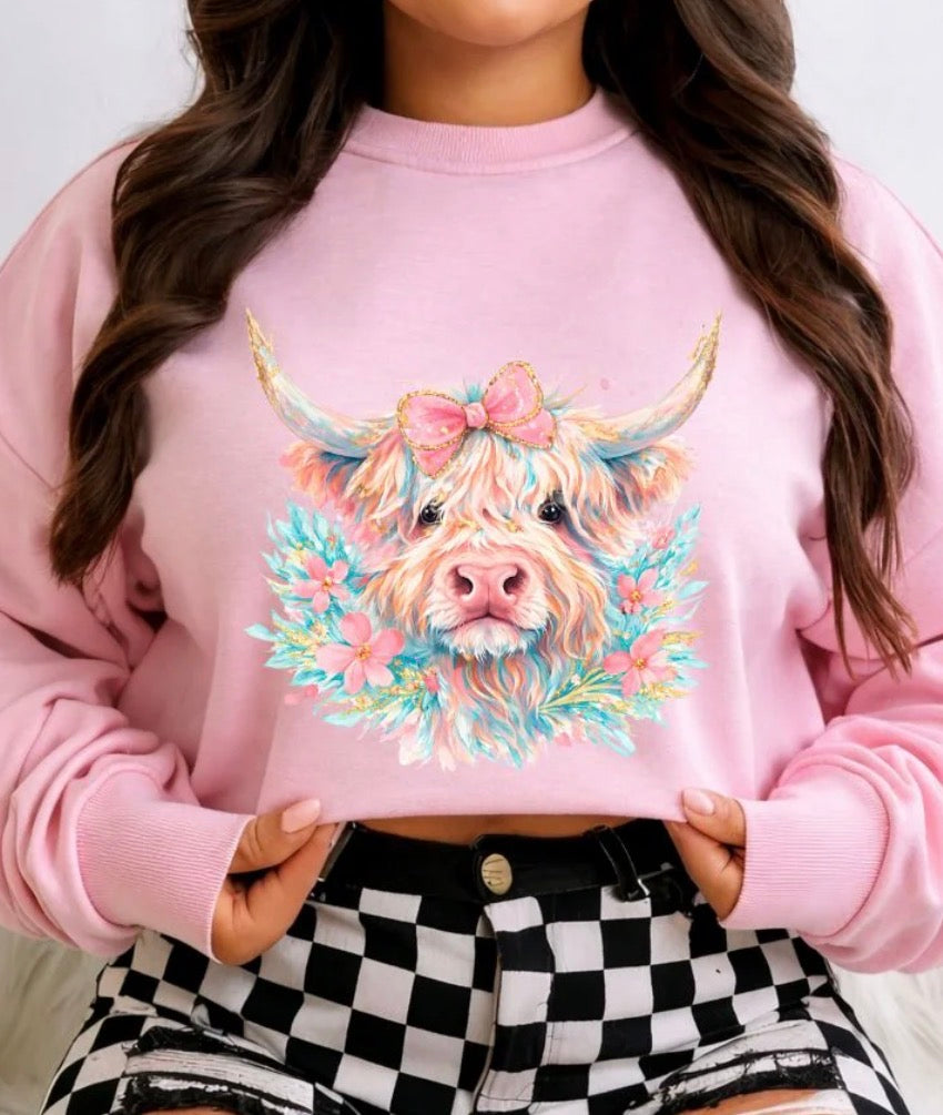 *PREORDER* Watercolor Cow Glitter Screen Print
