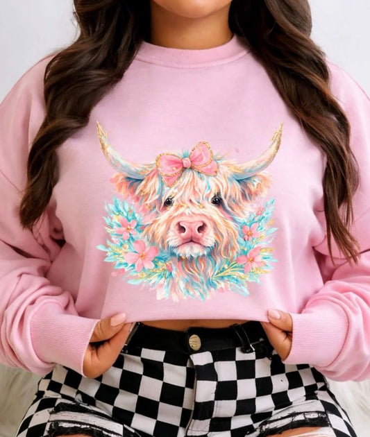 *PREORDER* Watercolor Cow Glitter Screen Print