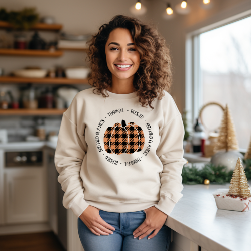 Thankful Blessed Pumpkin - Black