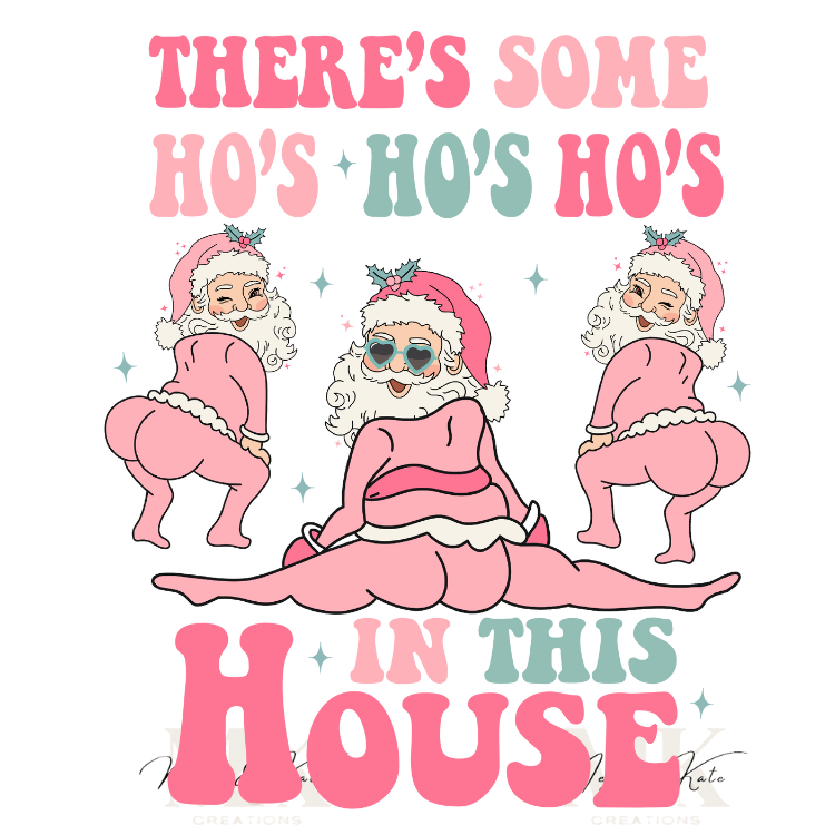 Pink There's Some Ho's Ho's Ho's In this House DTF TRANSFER