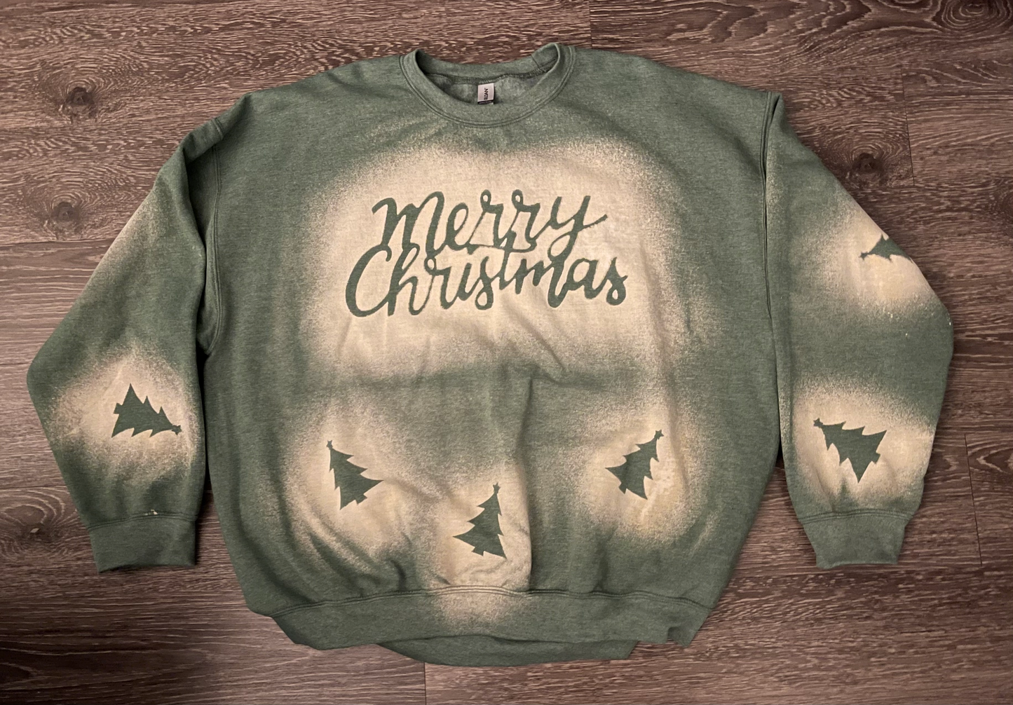 Bleached Merry Christmas with Trees