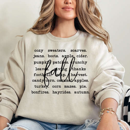 Fall black letter word collage