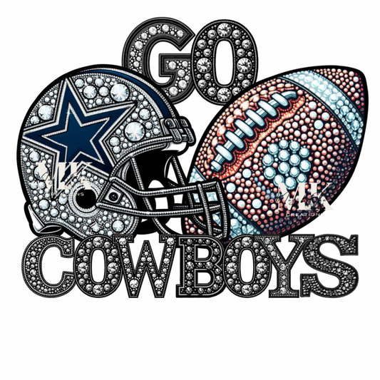 Cowboys helmets/footballs rhinestone  DTF TRANSFER