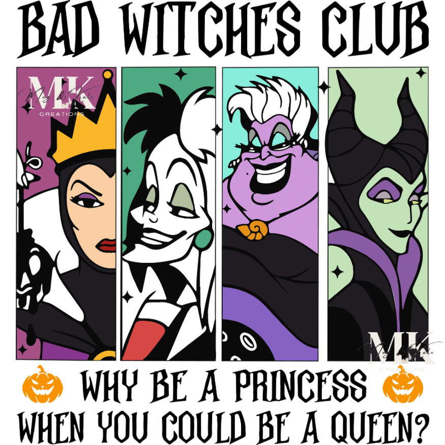 Bad witches club black lettering DTF TRANSFER