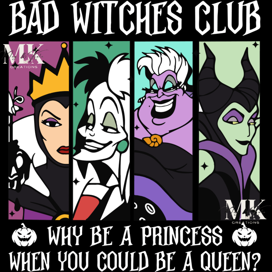 Bad witches club white lettering DTF TRANSFER