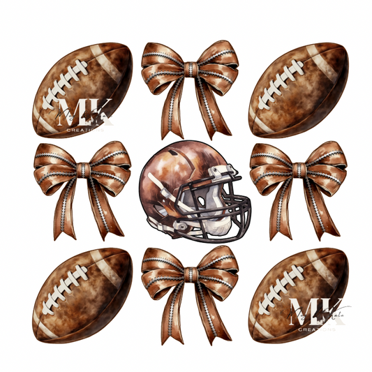 Brown footballs/helmets/bows DTF TRANSFER