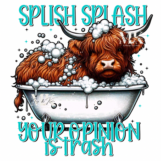 Splish splash cow DTF TRANSFER